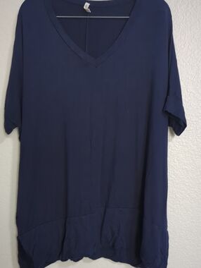 Bellamie Navy V-Neck Oversized Tunic